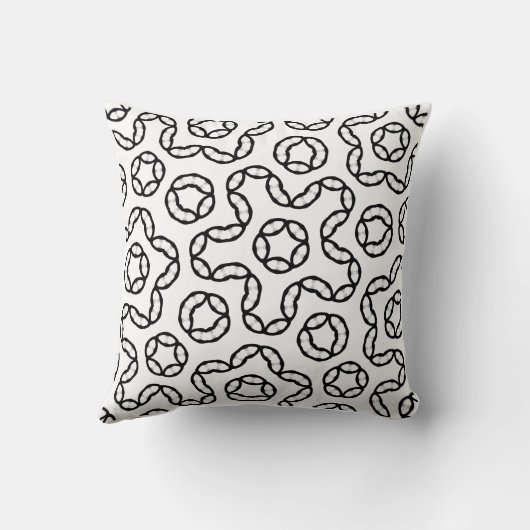 Abstract Black & White Modern Pattern Throw Pillow クッション (裏面)