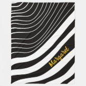 Abstract black &white monogram name フリースブランケット (正面)
