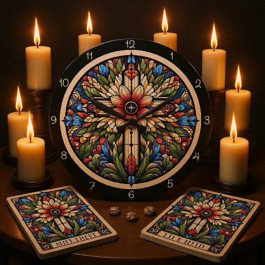 Abstract Bloom Cross ラージ壁時計