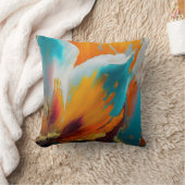 Abstract Bloom in Orange and Teal クッション (ブランケット)