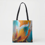 Abstract Bloom in Orange and Teal トートバッグ (正面)