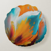 Abstract Bloom in Orange and Teal ラウンドクッション (裏面)