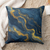 Abstract Blue And Gold Marble Texture クッション (ブランケット)