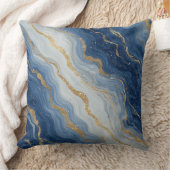 Abstract Blue And Gold Marble Texture クッション (ブランケット)