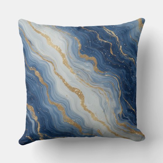 Abstract Blue And Gold Marble Texture クッション (裏面)