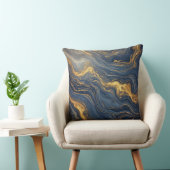 Abstract Blue And Gold Marble Texture クッション (椅子)