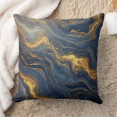 Abstract Blue And Gold Marble Texture クッション (ブランケット)