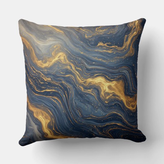 Abstract Blue And Gold Marble Texture クッション (裏面)