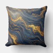 Abstract Blue And Gold Marble Texture クッション (正面)