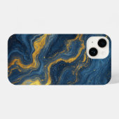 Abstract Blue And Gold Marble Texture iPhoneケース (裏面横)