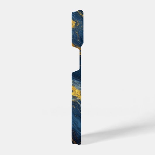 Abstract Blue And Gold Marble Texture iPhoneケース (右側面)