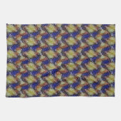 Abstract blue and gold wave geometric pattern 1299 キッチンタオル (横)