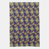 Abstract blue and gold wave geometric pattern 1299 キッチンタオル (縦)