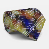 Abstract blue and gold wave geometric pattern 1299 ネクタイ (ロール)