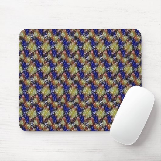 Abstract blue and gold wave geometric pattern 1299 マウスパッド (マウス)
