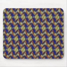Abstract blue and gold wave geometric pattern 1299 マウスパッド