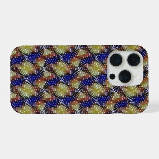 Abstract blue and gold wave geometric pattern 1299 iPhoneケース (裏面横)