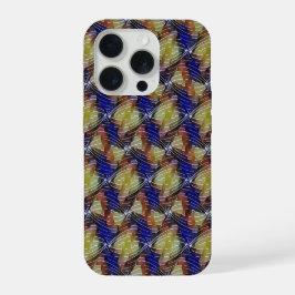 Abstract blue and gold wave geometric pattern 1299 iPhone 15 proケース