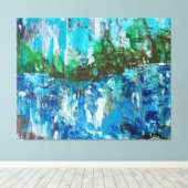 Abstract Blue and Green Textured Landscape キャンバスプリント (インサイチュ (ウッドフロア))