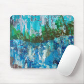 Abstract Blue and Green Textured Landscape マウスパッド (マウス)