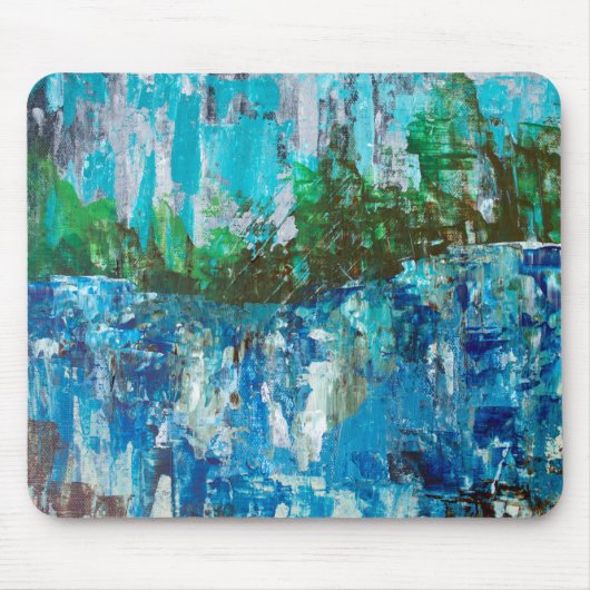 Abstract Blue and Green Textured Landscape マウスパッド (正面)