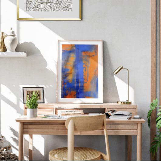 Abstract Blue and Orange Wall Art ポスター