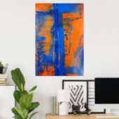 Abstract Blue and Orange Wall Art ポスター (ホームオフィス)