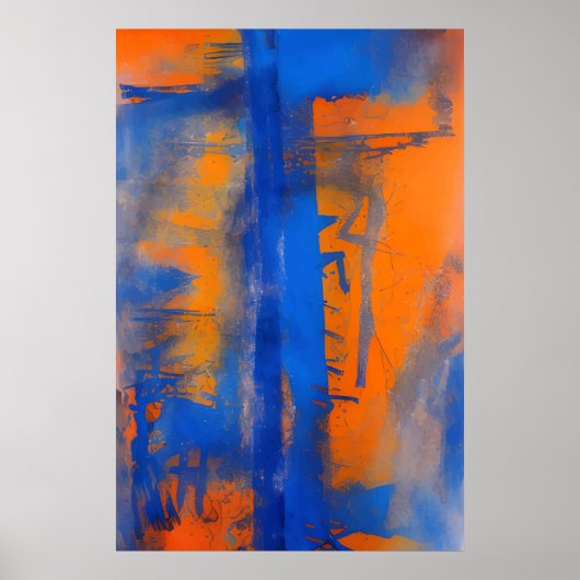 Abstract Blue and Orange Wall Art ポスター (正面)