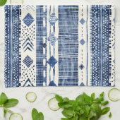 Abstract Blue And White Pattern キッチンタオル (折り畳み)