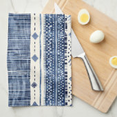 Abstract Blue And White Pattern キッチンタオル (四つ折り)