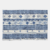 Abstract Blue And White Pattern キッチンタオル (横)