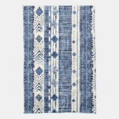 Abstract Blue And White Pattern キッチンタオル (縦)