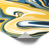 Abstract Blue and Yellow Flowing Pattern ポスター (角)