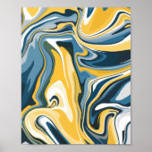 Abstract Blue and Yellow Flowing Pattern ポスター (正面)