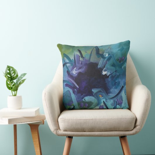 Abstract Blue Art Throw Pillow Home Decor クッション (椅子)