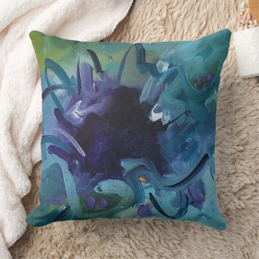 Abstract Blue Art Throw Pillow Home Decor クッション (ブランケット)