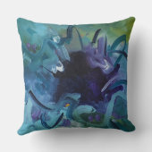 Abstract Blue Art Throw Pillow Home Decor クッション (裏面)