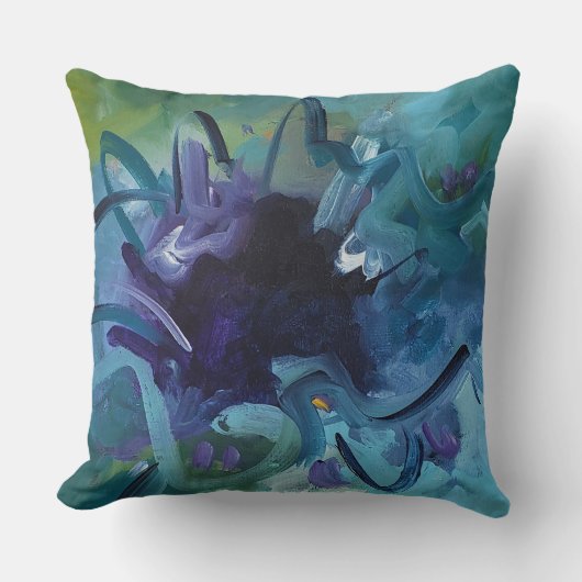 Abstract Blue Art Throw Pillow Home Decor クッション (正面)