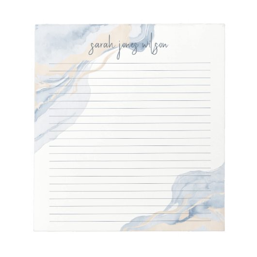 Abstract Blue Beige Coastal Watercolor ノートパッド (正面)