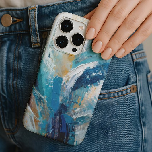 Abstract Blue Brush Strokes Modern Art Case-Mate iPhoneケース