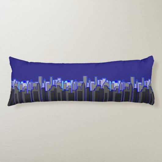 Abstract Blue City Skyline Art ボディピロー (正面)