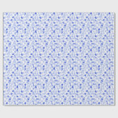 Abstract Blue Flowers And Paint Brushstrokes ラッピングペーパー (フラット)