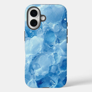Abstract Blue Frozen Ice Crystal Texture Pattern iPhone 16ケース