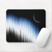 Abstract Blue Glitch Art Crescent Moon Night Sky マウスパッド (マウス)