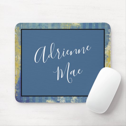 Abstract Blue & Gold Framed Personalized マウスパッド (マウス)