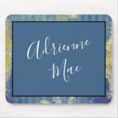 Abstract Blue & Gold Framed Personalized マウスパッド (正面)