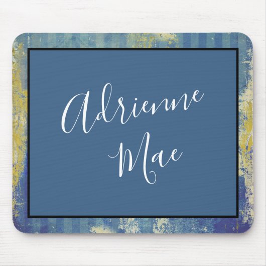 Abstract Blue & Gold Framed Personalized マウスパッド (正面)