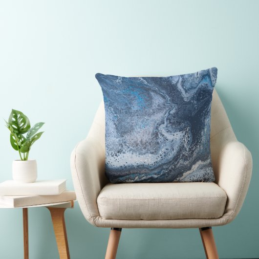 Abstract Blue & Gray Ocean Drift クッション (椅子)