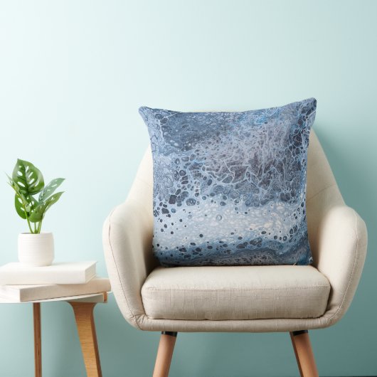 Abstract Blue & Gray Ocean Drift クッション (椅子)