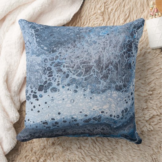 Abstract Blue & Gray Ocean Drift クッション (ブランケット)